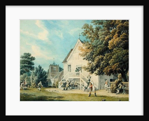 A Game of Bowls on the Bowling Green outside the Bunch of Grapes Inn, Hurst, Berkshire by Michael (1743-1801) Rooker