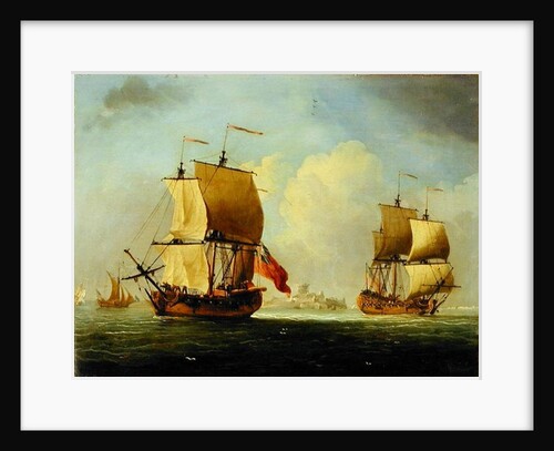 An English Sloop and a Frigate in a Light Breeze by Francis Swaine