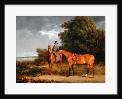 A Groom Mounted on a Chestnut Hunter, He Holds a Bay Hunter by the Reins by Jacques-Laurent Agasse