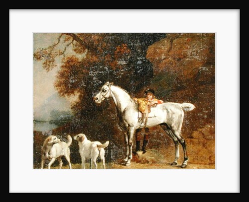 Huntsman with a Grey Hunter and Two Foxhounds: details from the Goodwood 'Hunting' picture, 1760-61 by George Stubbs