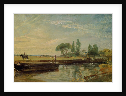 A Barge below Flatford Lock by John Constable