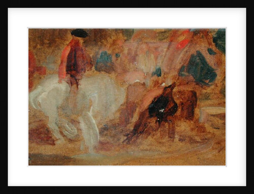 Man on a White Horse previously attributed to J.M.W. Turner and also attributed to Peter de Wint by English School