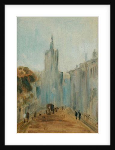 Street with Church and Figures previously attributed to J.M.W. Turner and also attributed to Peter de Wint, 1822-25 by English School