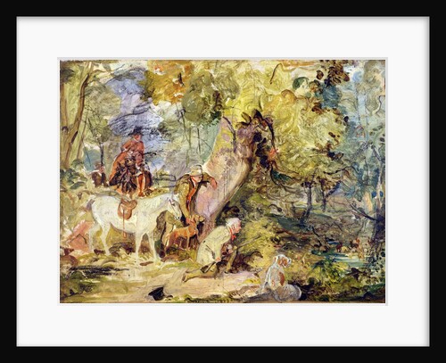 A Sketch for 'Foresters Stalking Deer' by John Frederick Lewis