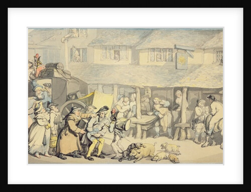 The Arrival of the Stage Coach at the Sun Inn, Bodmin, Cornwall by Thomas Rowlandson