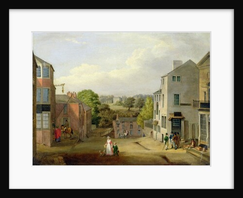 Street Scene in Chorley, Lancashire, with a View of Chorley Hall, c.1790-1817 by John Bird