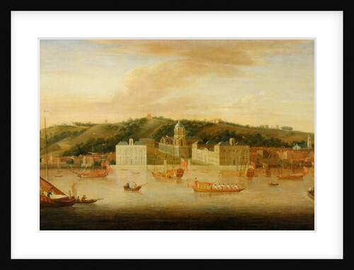 A View of Greenwich from the River with many Boats by Jan Griffier