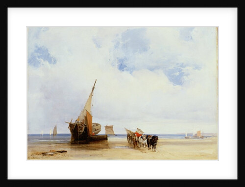 Beached Vessels and a Wagon near Trouville, c.1825 by Richard Parkes Bonington