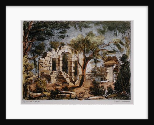 Entrance to the Cave, Richmond Gardens, plate 18 from 'Kew Gardens: A Series of Twenty-Four Drawings on Stone' by George Ernest (after) Papendiek