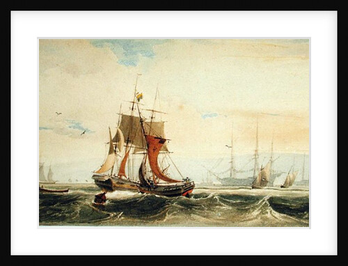 Shipping on the Medway, Kent by Francois Louis Thomas Francia