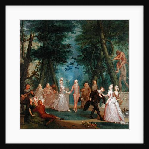 Scene in a Park, with figures from the Commedia dell'Arte, c.1735 by Marcellus the Younger Laroon