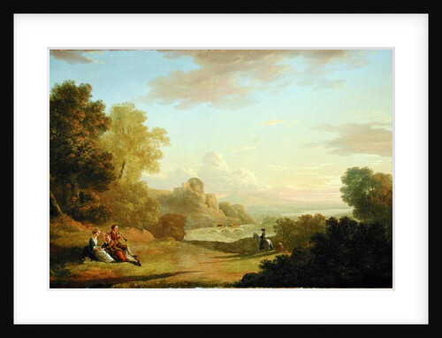 An Imaginary Landscape with a Traveller and Figures Overlooking the Bay of Baiae, 1773 by Thomas Jones
