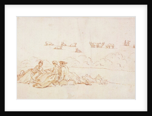 A Picnic: Two Ladies and a Gentleman by Hubert Francois Gravelot