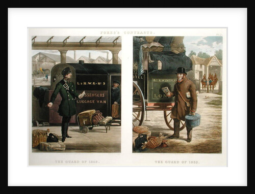 Fore's Contrasts: The Guard of 1832, The Guard of 1852 by Henry Thomas (after) Alken