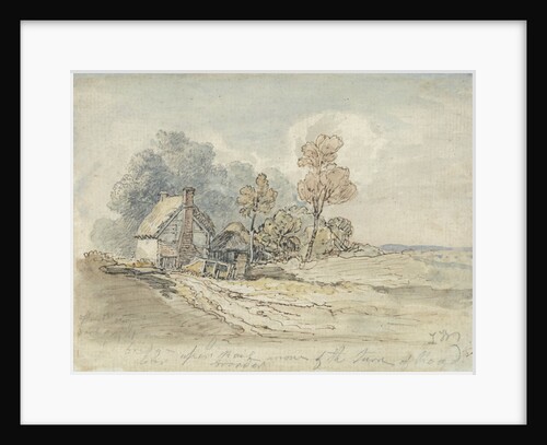 A Thatched Cottage and Trees at the Turn of a Country Road by James Ward