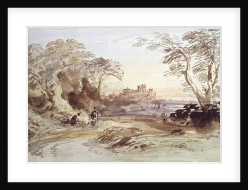 Landscape with Figures and Distant Castle by John Varley