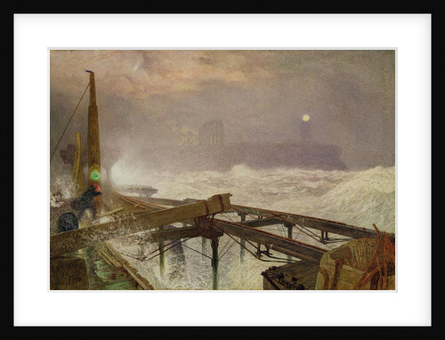 Blue Lights, Teignemouth Pier - Lighting the Lamps at Sunset, 1868 by Alfred William Hunt