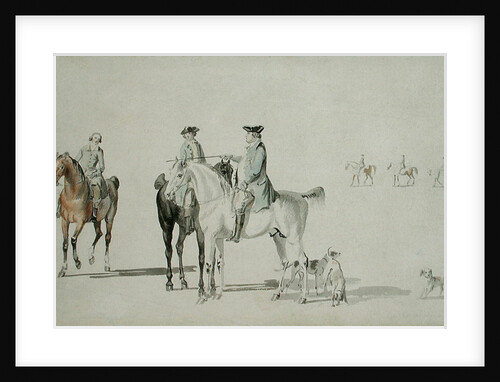 The Duke of Cumberland with a Gentleman and a Groom, all Mounted, and Dogs by Paul and/or Sandby Thomas Sandby