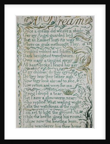 A Dream, plate 14 from 'Songs of Innocence,' 1789 by William Blake