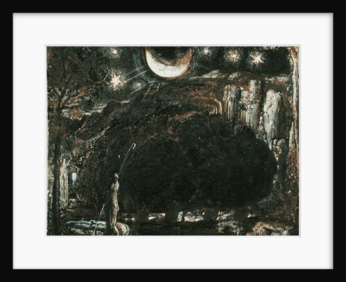 A Shepherd and his Flock under the Moon and Stars, c.1827 by Samuel Palmer