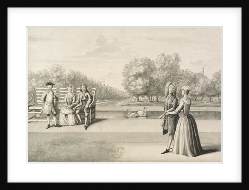 Figures on the bank of the Long Water, Hampton Court Palace by Bernard III Lens