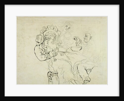 Three men and a woman drinking by Thomas Rowlandson