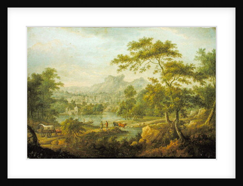 An Imaginary Landscape with a Wagon and a Distant View of a Town by Thomas Smith of Derby
