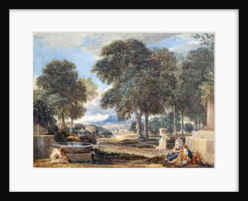 Landscape with a Man Washing his Feet at a Fountain, after Nicolas Poussin by David Cox