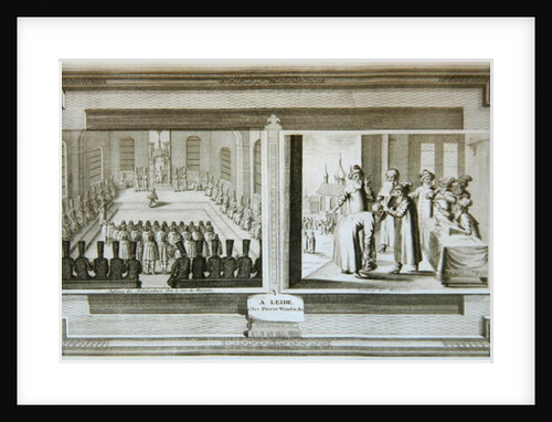 Scenes depicting an ambassadorial audience with the Czar of Russia and Muscovites declaring an oath by Pieter Van der Aa