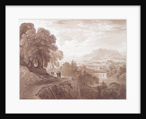 Travellers on a road above a river, 1821 by John Martin