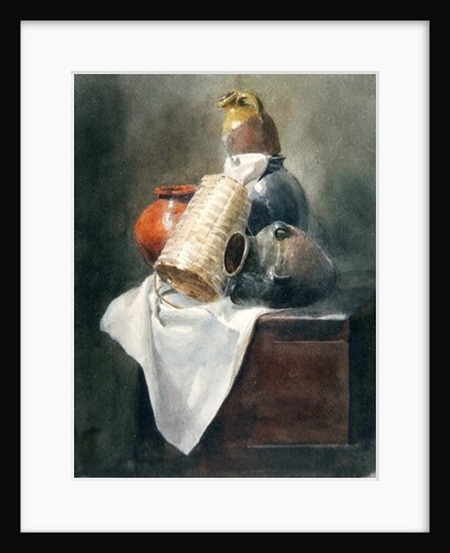 Still Life: Pots, Basket and Cloth on a Chest by Peter de Wint