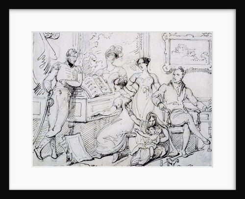 A Family Group Around a Piano by George Chinnery