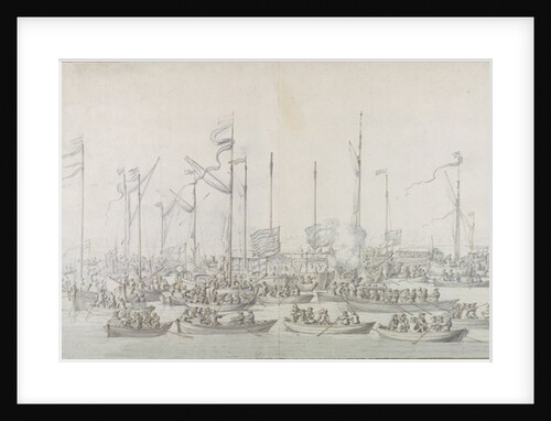 Celebration on the Thames near Whitehall, after the Coronation of James II by Willem van de the Elder Velde