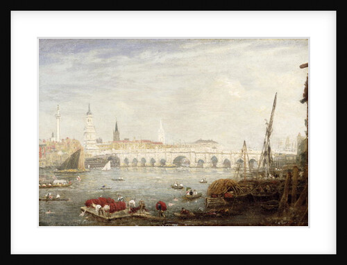 The Monument and London Bridge, c.1820-80 by Frederick Nash
