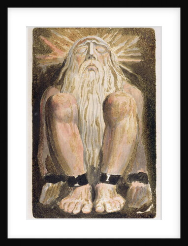 A naked man with a long, white beard by William Blake