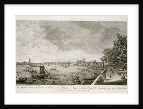 A View from Somerset Gardens to Westminster Bridge, engraved by Johann Sebastian Mueller 1750 by Antonio (after) Canaletto