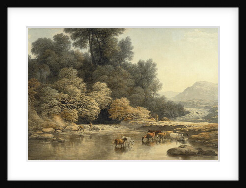 Hilly landscape with River and Cattle, c.1810 by John Glover