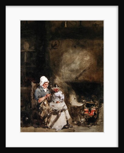 A Woman and Child by a Hearth, 1842 by William Evans