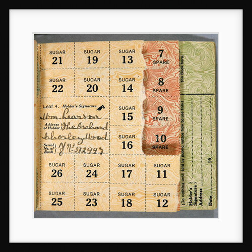 Ration Book for William Pearson, Chorleywood, Hertfordshire, 1919 by English School