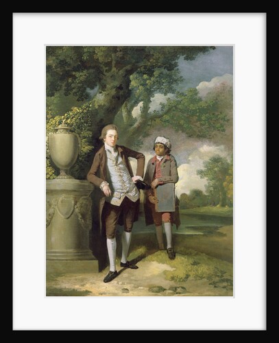 A Young Man with his Indian servant holding a portfolio by John Hamilton Mortimer
