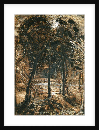 A moonlit scene with a winding river, 1827 by Samuel Palmer