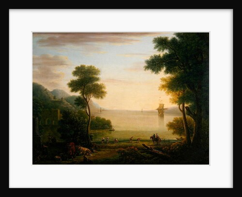 Classical landscape with figures and animals, Sunset, 1754 by John Wootton