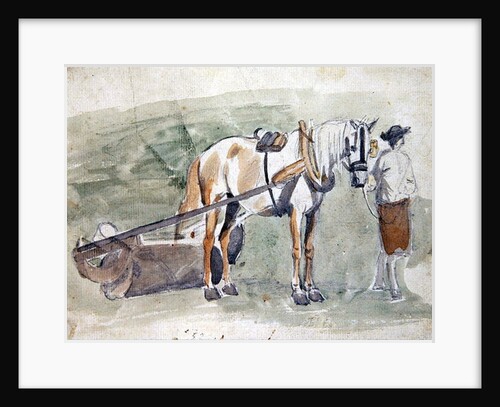 Man with a horse harnessed to a roller by Sawrey Gilpin