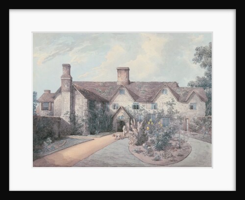 A Boy playing a drum in the garden of a Country House, 1793 by William Henry Pyne