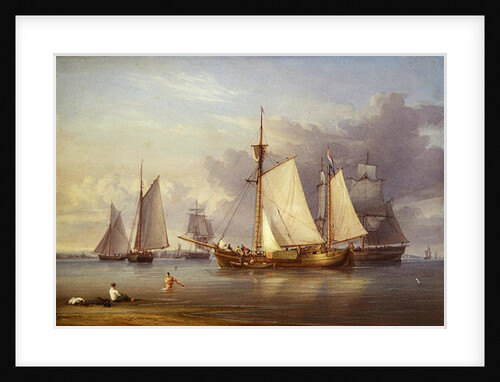 Dutch Fishing Boats at Anchor in an Estuary, c.1850-60 by William Joy