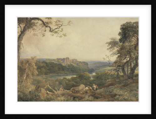 Castle above a River, Woodcutters in the Foreground by Peter de Wint