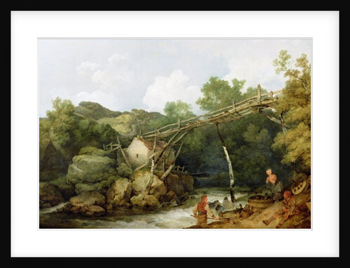 A View near Matlock, Derbyshire with Figures Working beneath a Wooden Conveyor, 1785 by Philip James de (1740-1812) Loutherbourg