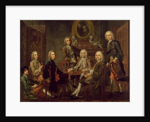Portrait of a group of gentlemen, with the artist, c.1745 by Francis Hayman