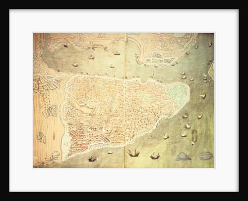 H 1523 fol.158v-159r View of Istanbul and the Bosphorus Straits by Turkish School