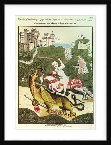 St. George and the Dragon, after an original painting in the Chapel of the Trinity at Stratford Upon Avon, Warwickshire, 1804 by Thomas Fisher Hoxton